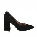 Decolté a punta da donna in camoscio color nero tacco 8