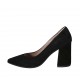 Decolté a punta da donna in camoscio color nero tacco 8 - Misure disponibili: 32, 33, 34, 42, 43, 44, 45