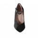 Zapato de salón para mujer con cinturon en gamuza y piel imprimida negra tacon 8 - Tallas disponibles:  32, 33, 34, 42, 43, 44, 45