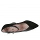 Zapato de salón para mujer con cinturon en gamuza y piel imprimida negra tacon 8 - Tallas disponibles:  32, 33, 34, 42, 43, 44, 45