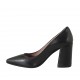 Zapato de salon puntiagudo en piel negra para mujer tacon cuadrado 8 - Tallas disponibles:  32, 33, 34, 42, 43, 44, 45