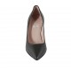 Zapato de salon puntiagudo en piel negra para mujer tacon cuadrado 8 - Tallas disponibles:  32, 33, 34, 42, 43, 44, 45