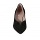Escarpin à bout pointu a V pour femmes en daim noir avec talon carré 5 - Pointures disponibles:  32, 33, 34, 42, 43, 44, 45