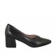 Zapato de salon a puntera a V para mujer en piel negra con tacon cuadrado 5 - Tallas disponibles:  32, 33, 34, 42, 43, 44, 45