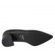 Decolté a punta con scollo a V da donna in pelle nera tacco grosso 5 - Misure disponibili: 32, 33, 34, 42, 43, 44, 45