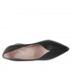 Woman's pointy pump shoe with V-cut in black leather block heel 5 - Available sizes:  32, 33, 34, 42, 43, 44, 45