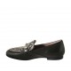 Woman's mocassin in black and printed leather with accessory heel 1 - Available sizes:  33, 42, 43, 44, 45