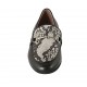 Damenmokassin aus schwarzem und bedrucktem Leder mit Accessoire Absatz 1 - Verfügbare Größen:  33, 42, 43, 44, 45