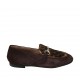 Women's loafer with accessory in brown suede and spotted fur leather heel 1