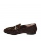 Mocassino da donna con accessorio in camoscio marrone e tessuto maculato tacco 1 - Misure disponibili: 33, 43, 45