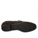 Mocasino para mujer con accesorio en gamuza marron y piel forrada moteada tacon 1 - Tallas disponibles:  33, 43, 45