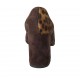 Women's pointy pump shoe in brown suede and spotted fur leather heel 8
