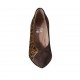 Women's pointy pump shoe in brown suede and spotted fur leather heel 8 - Available sizes:  32, 33, 34, 42, 43, 44, 45