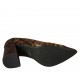 Women's pointy pump shoe in brown suede and spotted fur leather heel 8 - Available sizes:  32, 33, 34, 42, 43, 44, 45