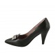 Escarpin pour femmes avec accessoire en cuir noir talon 8 - Pointures disponibles:  32, 33, 34, 42, 43, 44