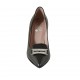 Escarpin pour femmes avec accessoire en cuir noir talon 8 - Pointures disponibles:  32, 33, 34, 42, 43, 44