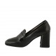 Woman's mocassin in black leather and patent leather heel 8 - Available sizes:  33, 34, 42, 43, 44, 45