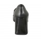 Woman's mocassin in black leather and patent leather heel 8