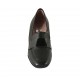 Woman's mocassin in black leather and patent leather heel 8 - Available sizes:  33, 34, 42, 43, 44, 45