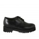 Zapato derby con cordones para mujer en piel lisa negra con plantilla extraible tacon 4 - Tallas disponibles:  33, 43, 44, 45
