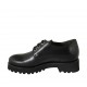 Scarpa derby stringata da donna in pelle liscia nera con plantare estraibile tacco 4 - Misure disponibili: 33, 43, 44, 45