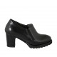 Scarpa accollata da donna con elastici e plantare estraibile in pelle nera tacco 7 - Misure disponibili: 32, 33, 34, 42, 43, 44, 45