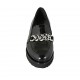 Woman's mocassin with accessory and removable insole in black printed patent leather heel 3