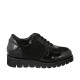 Scarpa stringata da donna con strass e plantare estraibile in vernice e camoscio nero zeppa 3 - Misure disponibili: 33, 43, 44, 45