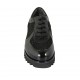 Woman's laced shoe with rhinestones and removable insole in black suede and patent leather wedge heel 3