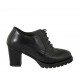 Scarpa stringata Oxford da donna con plantare estraibile e lavorazione a coda di rondine in pelle nera tacco 7 - Misure disponibili: 34, 42, 43, 44, 45