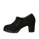 Chaussure fermée pour femmes avec semelle amovible, elastique et franges en daim noir talon 7 - Pointures disponibles:  32, 33, 34, 42, 43, 44, 45