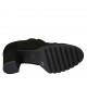 Scarpa accollata da donna con plantare estraibile, elastico e frangia in camoscio nero tacco 7 - Misure disponibili: 32, 33, 34, 42, 43, 44, 45