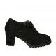 Chaussure richelieu à lacets avec semelle amovible et bout golf pour femmes en daim noir talon 7 - Pointures disponibles:  32, 33, 34, 42, 43, 44, 45