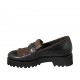 Mocasino para mujer en piel negra y gamuza moteada con tachuelas, flecos y plantilla extraible tacon 4 - Tallas disponibles:  34, 42, 43, 44, 45