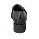 Mocassin pour femmes en cuir noir et daim tacheté avec semelle amovible, goujons et franges talon 4 - Pointures disponibles:  34, 42, 43, 44, 45