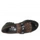 Mocasino para mujer en piel negra y gamuza moteada con tachuelas, flecos y plantilla extraible tacon 4 - Tallas disponibles:  34, 42, 43, 44, 45
