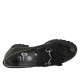 Mocasino para mujer en piel y gamuza negra con elasticos, flecos, cadena y plantilla extraible tacon 4 - Tallas disponibles:  34, 42, 43, 44, 45