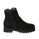 Woman's padded ankle boot in black suede with zippers and removable insole heel 4 - Available sizes:  33, 34, 42, 43, 44, 45