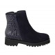 Damenstiefelette aus blauem bedrucktem Leder und Wildleder mit Reissverschlüssen und herausnehmbarer Innensohle Absatz 4 - Verfügbare Größen:  33, 34, 42, 43, 44, 45