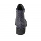 Damenstiefelette aus blauem bedrucktem Leder und Wildleder mit Reissverschlüssen und herausnehmbarer Innensohle Absatz 4 - Verfügbare Größen:  33, 34, 42, 43, 44, 45