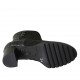 Botines para mujer con cremallera y botones en gamuza negra y charol estampado negro tacon 6 - Tallas disponibles:  32, 33, 34, 43, 44, 45