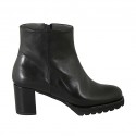 Bottines pour femmes avec fermeture éclair en cuir noir talon 6