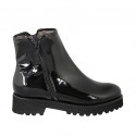 Botines para mujer en charol negro con cremalleras, forro y plantilla extraible tacon 4