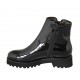 Stivaletto imbottito da donna in vernice nera con cerniere e plantare estraibile tacco 4 - Misure disponibili: 33, 34, 42, 43, 44, 45