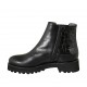Botines para mujer en piel y charol imprimido negro con cremallera, elastico y plantilla extraible tacon 4 - Tallas disponibles:  32, 33, 42, 43, 44, 45