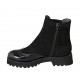 Botines para mujer en gamuza y charol negro con cremallera, elastico y plantilla extraible tacon 4 - Tallas disponibles:  33, 34, 42, 43, 44, 45
