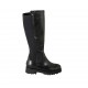 Stivale da donna con plantare estraibile e cerniera in pelle e tessuto elasticizzato nero tacco 4 - Misure disponibili: 33, 34, 42, 43, 44, 45