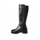 Bottes pour femmes avec semelle amovible et fermeture éclair en cuir et tissu élastique noir talon 4 - Pointures disponibles:  33, 34, 42, 43, 44, 45
