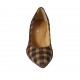 Zapato de salon a punta para mujer en gamuza escocésa marron y beis tacon 6 - Tallas disponibles:  33, 42, 43, 44, 45
