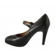 Decolté da donna con cinturino e plateau in pelle nera con tacco 9 - Misure disponibili: 31, 32, 33, 34, 42, 43, 44, 45, 47